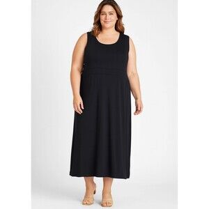 Catherine's Women's Solid Black Sleeveless Stretch Knit Midi Dress | Size 3X